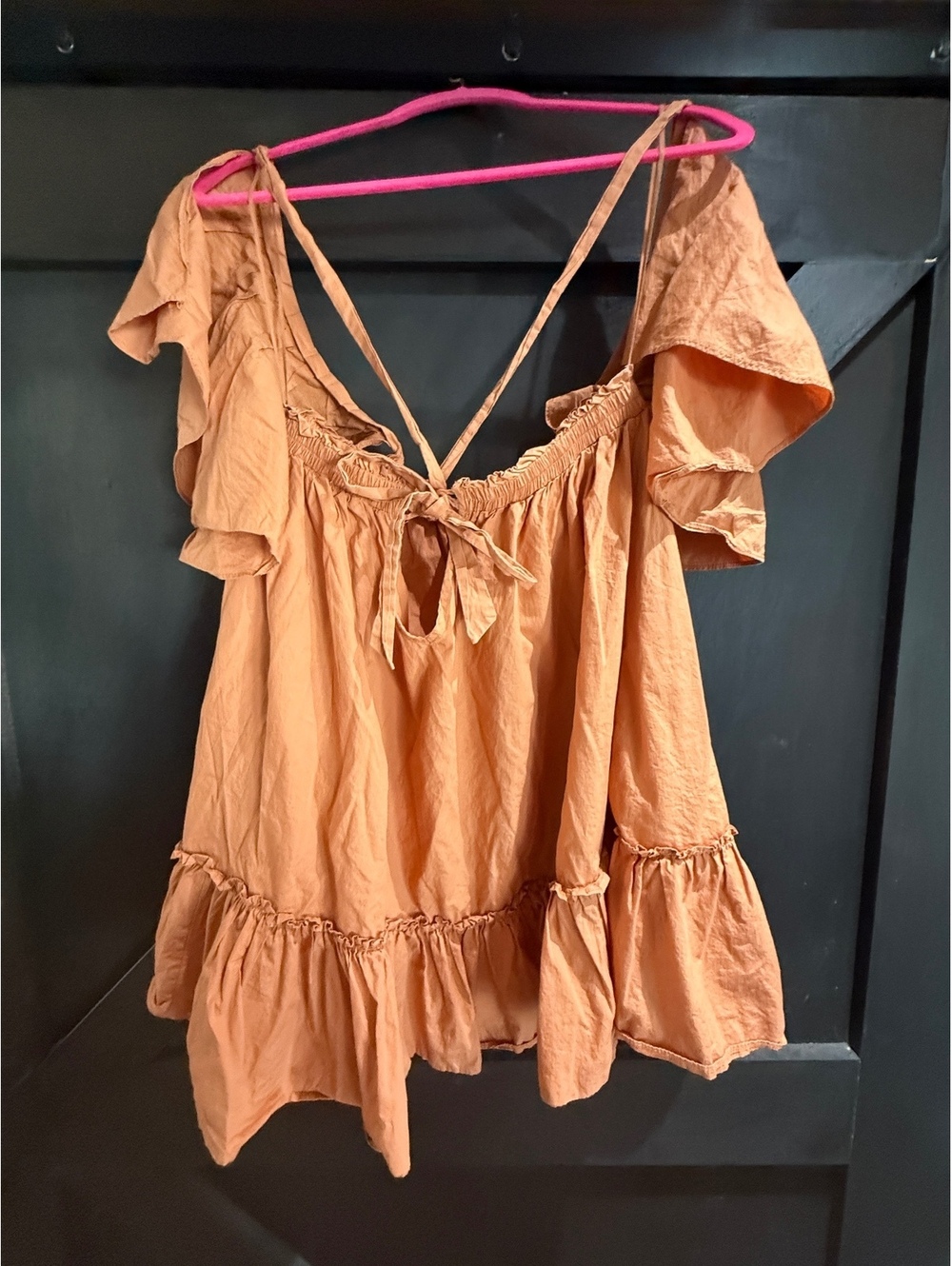 Free People Imogene Babydoll Mini Dress - Terracotta Rust, Women's Size Small